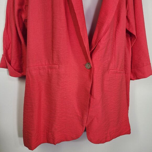 Maurice's Blazer Women Size XL Textured One Button 3/4 Cuffed Sleeve Faux Pocket - Picture 6 of 11